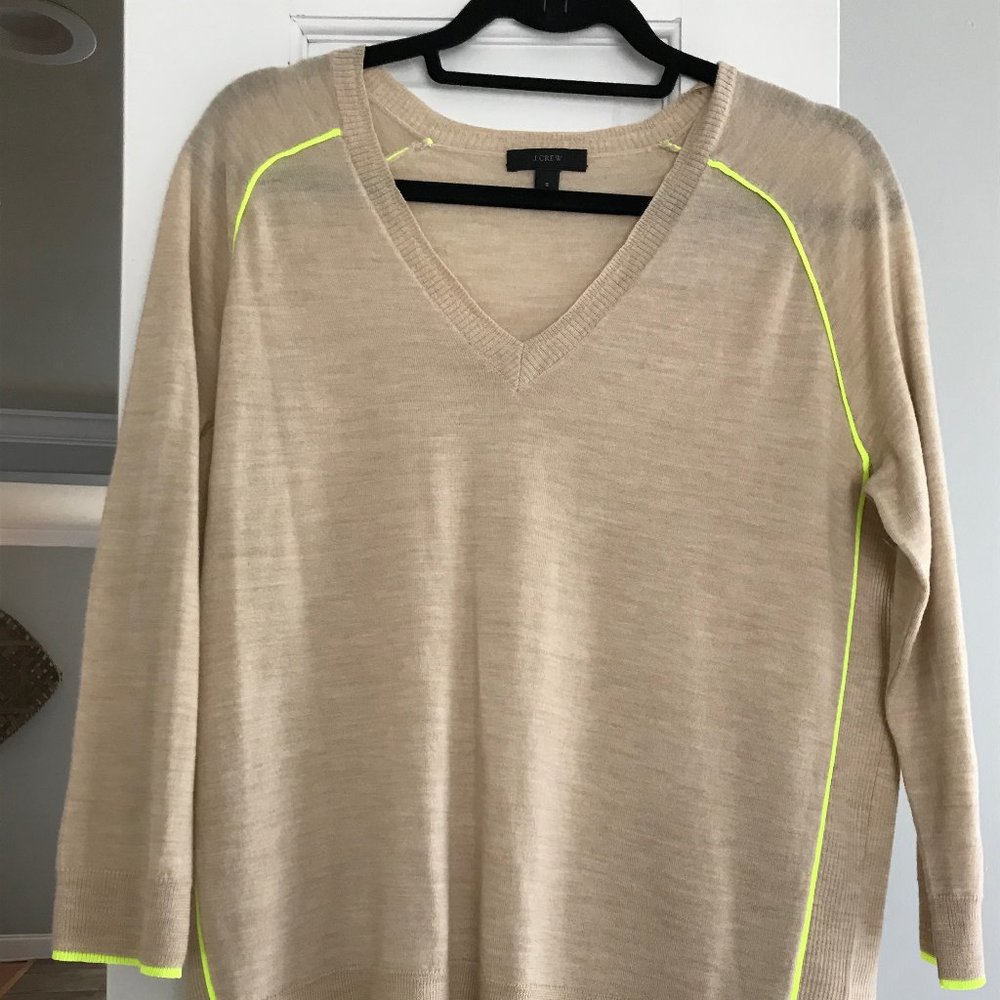 J. Crew Tan/Neon Yellow Sweater
